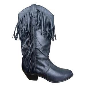 Vintage Dingo Women’s Black Fringe Western Boots Size US 6